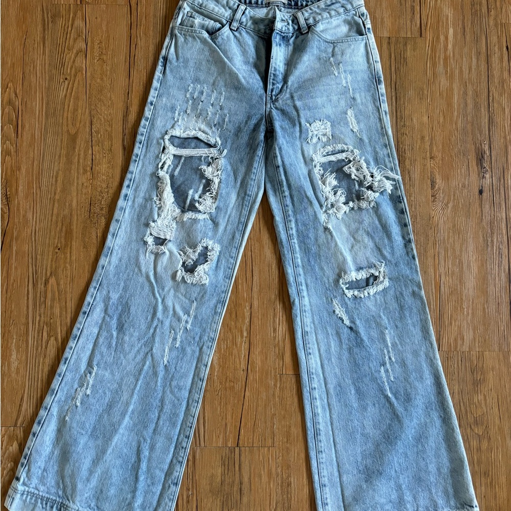 Never been worn Ranch Dressn Distressed Light Blue Flare Jeans